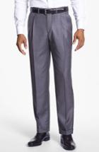 Men's Santorelli 'luxury Serge' Double Pleated Wool Trousers - Grey