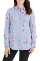 Women's Foxcroft Riley Embroidered Shirt - Blue