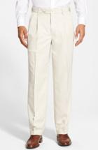 Men's Berle Self Sizer Waist Pleated Trousers X 32 - Beige