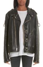 Women's R13 Refurbished Leather Moto Jacket, Size - Black