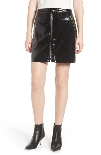 Women's Trouve Patent Miniskirt, Size - Black