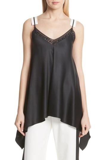 Women's Mm6 Maison Margiela Shark Bite Hem Satin Camisole Top Us / 44 It - Black