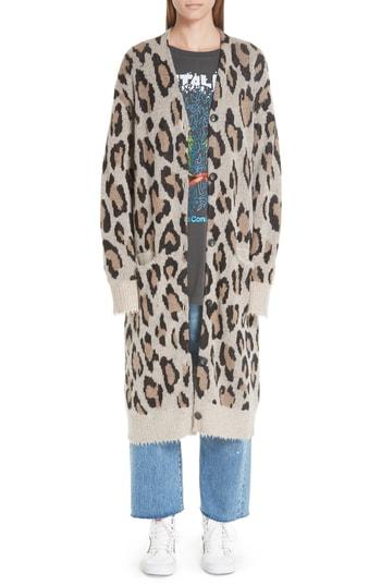 Women's R13 Long Leopard Cashmere Cardigan - Brown