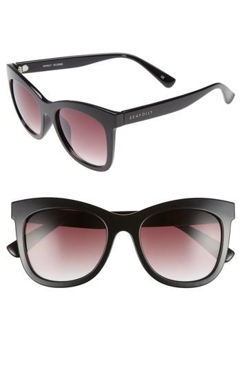 Women's Seafolly Manly 52mm Cat Eye Sunglasses - Black