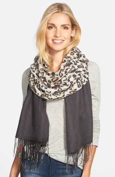 Women's La Fiorentina Leopard Print Cashmere Scarf