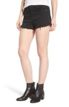 Women's Sp Black Frayed Hem High Waist Denim Shorts - Black