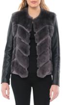 Women's Badgley Mischka Genuine Rabbit Fur & Leather Jacket