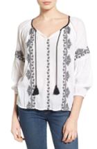 Women's Lucky Brand Embroidered Peasant Top - White
