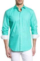 Men's Bugatchi Freehand Shaped Fit Sport Shirt, Size - Green