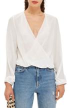 Women's Topshop Casual Drape Wrap Blouse Us (fits Like 0) - Ivory