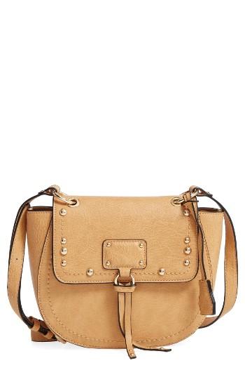 Sole Society Studded Faux Leather Crossbody Bag - Brown