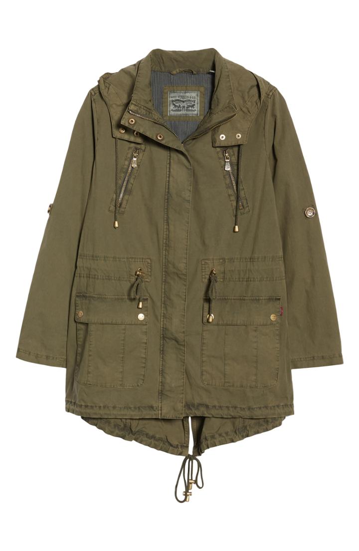 Women's Levi's Parachute Hooded Cotton Utility Jacket, Size Xxl - Green