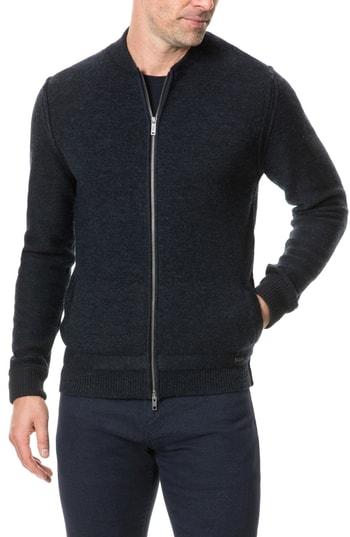 Men's Rodd & Gunn Fairton Regular Fit Wool Zip Front Sweater, Size - Blue