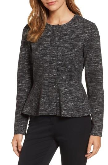 Women's Halogen Jacquard Peplum Jacket - Black