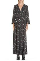 Women's Ganni Nolana Silk Maxi Dress Us / 34 Eu - Black