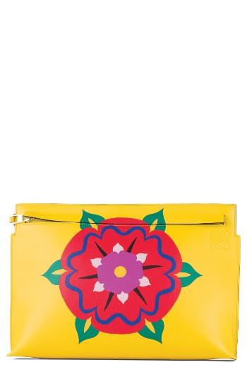 Loewe Floral Marquetry Calfskin Leather Clutch -
