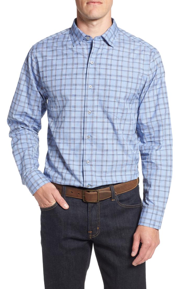 Men's Tommy Bahama Caturra Check Sport Shirt, Size - Blue