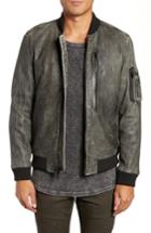 Men's Hudson Leather Bomber Jacket - Grey