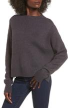 Women's Leith Fuzzy Side Slit Sweater, Size - Grey
