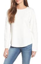 Women's Caslon Embroidered Sleeve Sweatshirt - Ivory