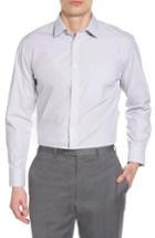 Men's Nordstrom Men's Shop Trim Fit No-iron Stripe Dress Shirt 32/33 - Grey