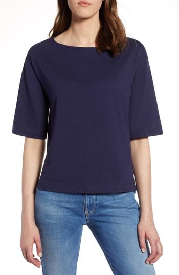 Women's Halogen Boat Neck Cotton Top - Blue