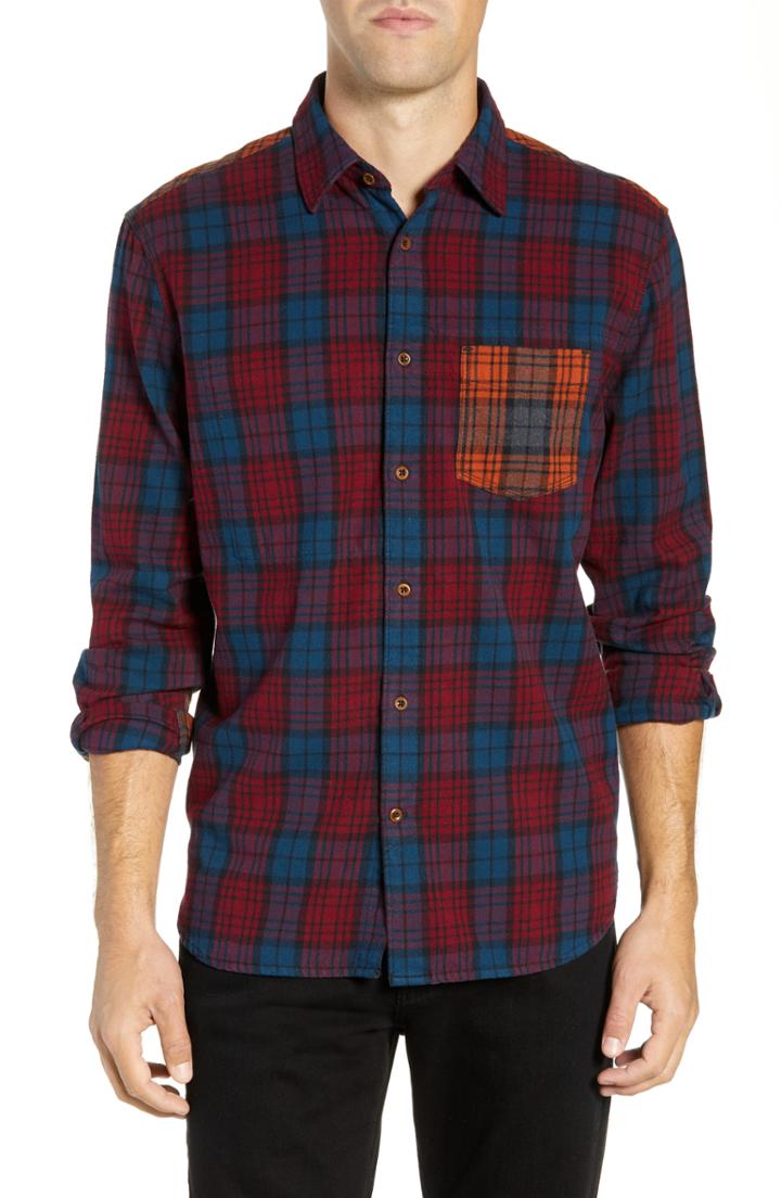 Men's French Connection Regular Fit Tartan Flannel Sport Shirt - Red