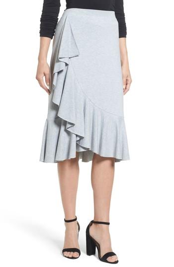 Women's Halogen Ruffled Knit Skirt - Grey