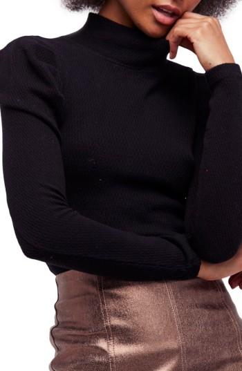 Women's Free People Tattooed Heart Puff Sleeve Top - Black