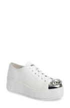 Women's Miu Miu Crystal Cap Toe Sneaker Us / 39eu - White