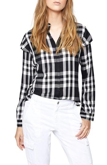 Women's Sanctuary Plaid Ruffle Boyfriend Shirt