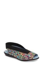 Women's Cloud 'caliber' Peep Toe Leather Flat Us / 35eu - Blue/green