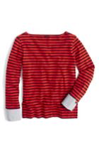 Women's J.crew Built-in Cuff Stripe Tee - Red