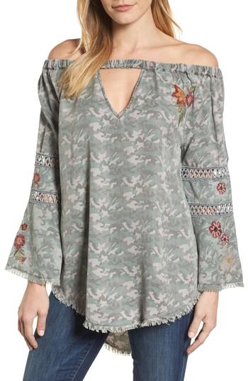 Women's Billy T Keyhole Off The Shoulder Top - Green