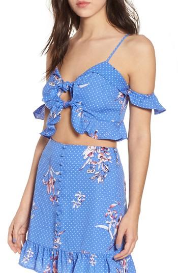 Women's Lost + Wander Vanessa Tie Front Crop Top - Blue