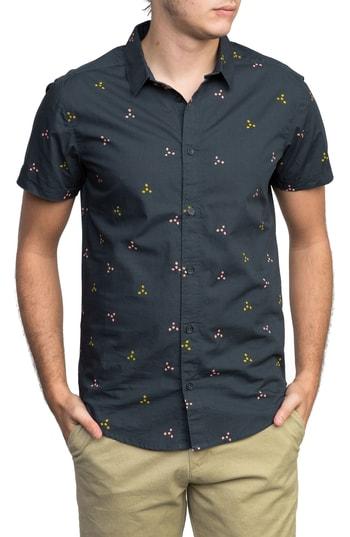 Men's Rvca Tridot Woven Shirt - Grey