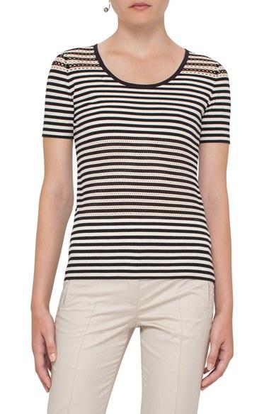 Women's Akris Punto Lace Detail Stripe Tee