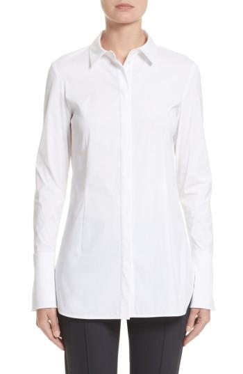 Women's Lafayette 148 New York Jake Stretch Poplin Blouse - White