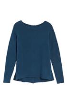 Petite Women's Caslon Back Zip High/low Sweater P - Blue