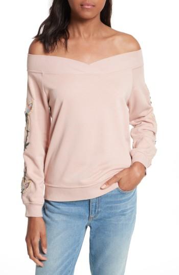 Women's Rebecca Minkoff Macey Embroidered Sweatshirt, Size - Pink