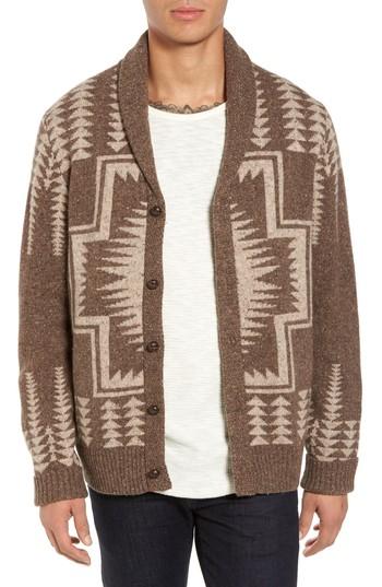 Men's Pendleton Harding Shawl Collar Cardigan - Brown