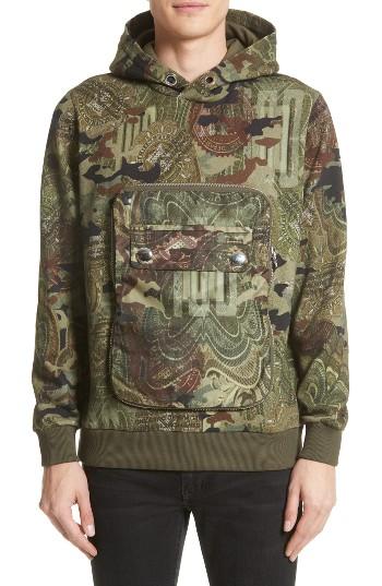 Men's Givenchy Zip Pocket Print Hoodie - Green