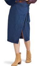 Women's Madewell Denim Midi Wrap Skirt - Blue
