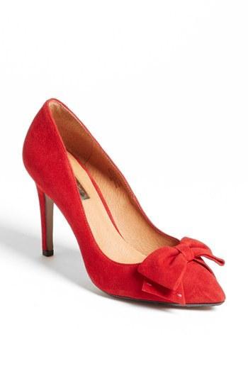Halogen 'marla' Suede Bow Pointy Toe Pump Red Suede