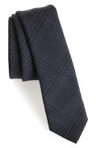 Men's Eleventy Plaid Wool Tie, Size - Blue