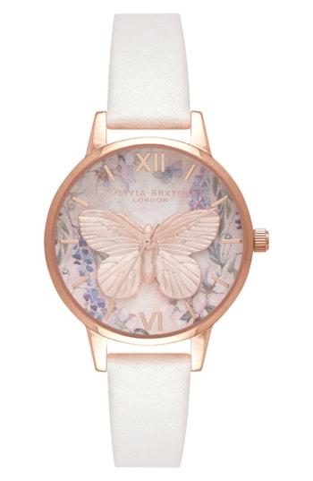 Women's Olivia Burton Glasshouse Faux Leather Strap Watch, 30mm