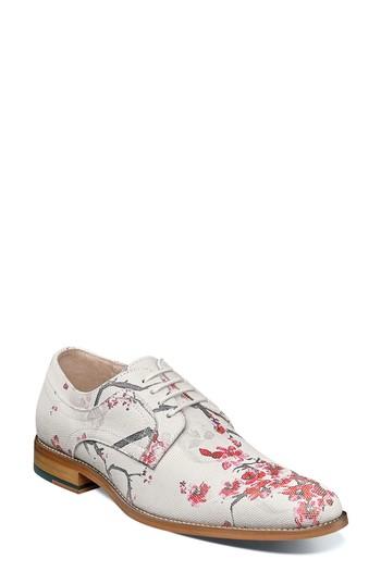 Men's Stacy Adams Dandy Print Plain Toe Derby M - White