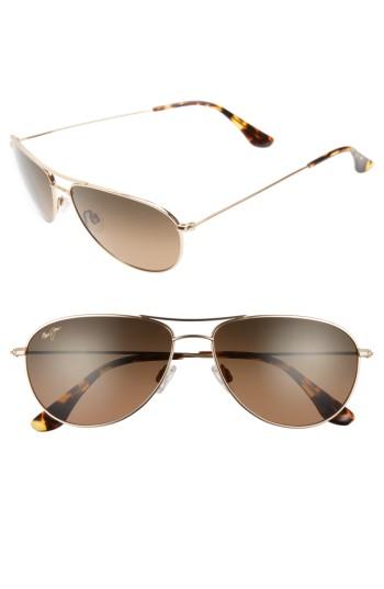 Women's Maui Jim Sea House 60mm Polarized Titanium Aviator Sunglasses -