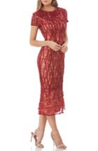 Women's Js Collections Embroidered Lace Sheath Dress - Red