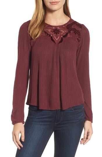 Women's Lucky Brand Lace & Velvet Yoke Top - Blue/green